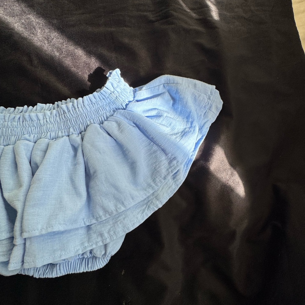 ethika Light Blue Off-Shoulder Ruffle Crop Top - Picture 6 of 9